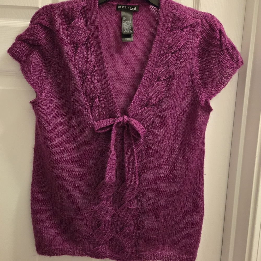 Purple knit short sleeves sweater